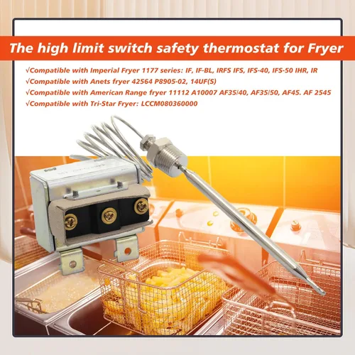 Vista 2 de 3/8" Mpt Stuff Box 1177 interruptor de freidora de termostato de límite alto compatible con el termostato robertshaw 301030005 compatible