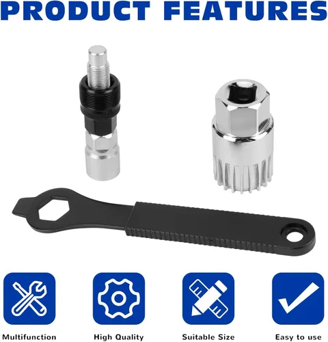 Vista 3 de Oumers Extractor de manivela de bicicleta/removedor de brazo y removedor de soporte inferior con llave inglesa/llave de 0.630 in. Kit