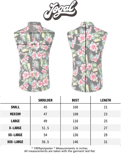 Vista 7 de JOGAL Camisa hawaiana sin mangas con botones y flores para hombre