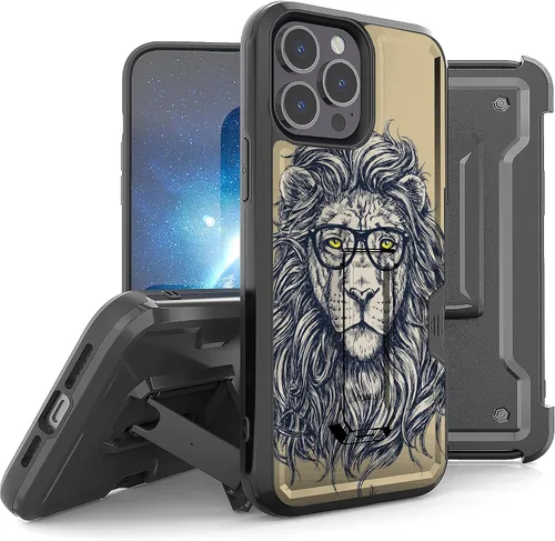 Vista 12 de Compatible con Apple iPhone 13 Pro Max Armor Kombo Kickstand Funda con clip para cinturón, híbrida, resistente, resistente, a prueba de golpes