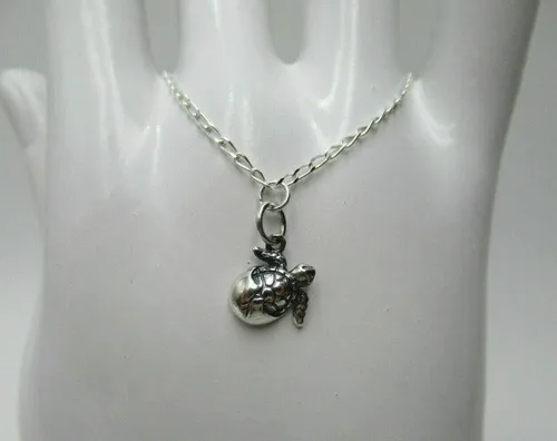 Vista 2 de Pulsera de tobillo de plata de ley 925 con diseño de tortuga de mar y océano