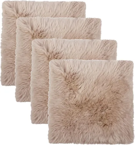 Vista 15 de Juego de 4, funda de piel de oveja natural con respaldo antideslizante 100% lana de oveja auténtica de Nueva Zelanda para asiento de automóvil
