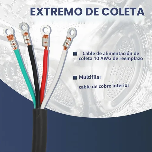 Vista 3 de EP Cable de secado de 4 puntas, 4 pies SRDT 10/4, cable de alimentación de extensión de electrodomésticos de 30 amperios, NEMA 14-30, negro