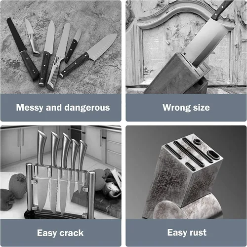 Vista 7 de Cookit - Bloque de cuchillos sin cuchillos, solo bloque redondo universal para cuchillos, soporte de cuchillos desmontable para una fácil limpieza