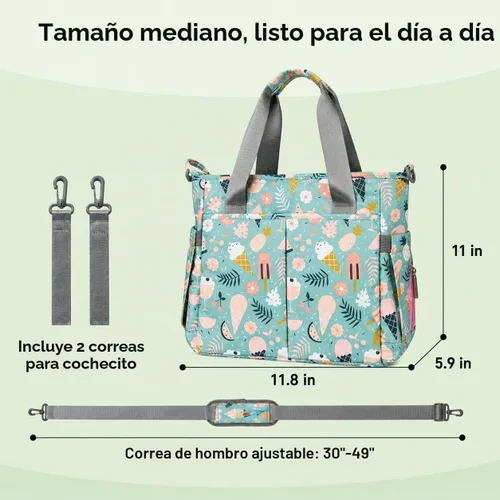 Vista 2 de Bolsa de pañales de viaje mediana para mamá y papá Postre de dibujos animados
