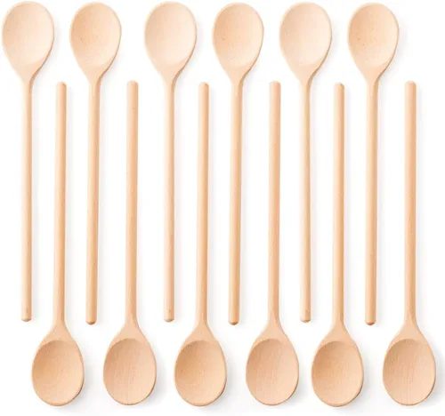 Vista 7 de Mr.Woodware - Cucharas de madera de 10 pulgadas para cocinar, juego de 3 cucharas de madera de mango largo para mezclar, agitar, degustar