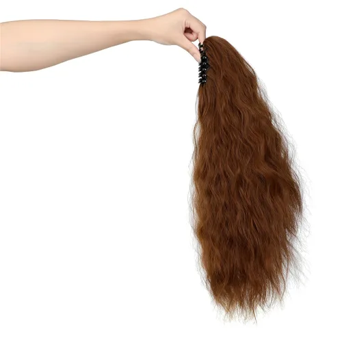 Vista 6 de Extensión de cola de caballo de garra de 18 pulgadas, extensiones de cabello lacio con clip, cola de caballo larga para mujer, extensiones de cola