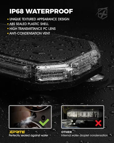 Vista 3 de Xprite Barra de Luz Estroboscópica de Emergencia Ámbar para Techo, Luces Intermitentes de Advertencia y Baliza de Seguridad con Panel de Control