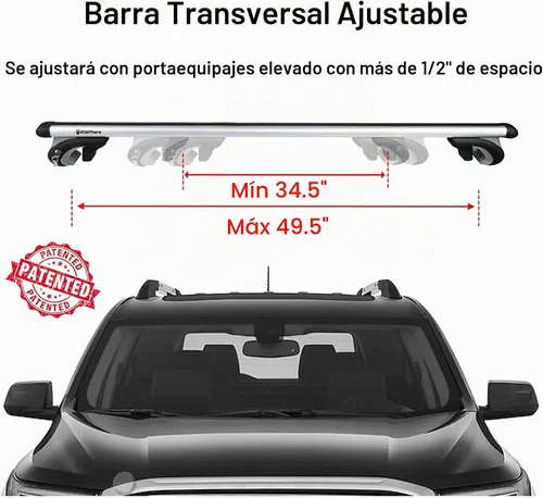 Vista 2 de Stay There - Barras transversales de techo de aluminio aerodinámico de 56" universales, ajustables, con capacidad de carga de 200 lbs