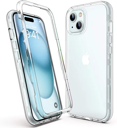 Vista 9 de ULAK Funda compatible con iPhone 15 Plus con purpurina, resistente de doble capa de protección a prueba de golpes, funda protectora transparente