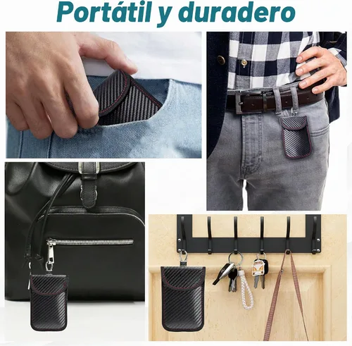Vista 8 de BFXM Faraday - 2 bolsas para llaves de automóvil, bolsa de bloqueo de señal RFID, protector antirrobo, funda bloqueadora de señal de teléfono