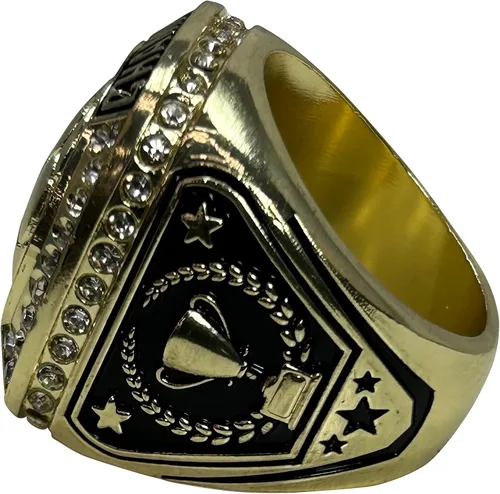 Vista 4 de Express Medals 1 a 12 paquetes de anillos de campeón de fútbol en color dorado, estilo trofeo, regalo de premio, anillo de campeonato, ganador