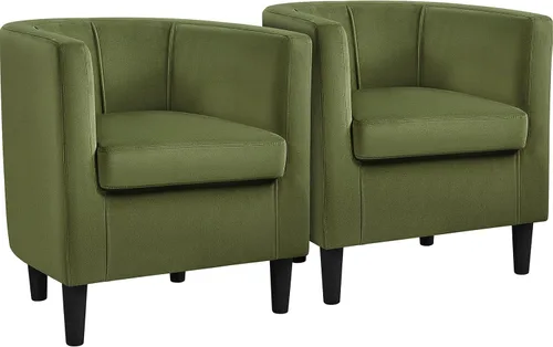 Vista 11 de Yaheetech - Silla de terciopelo decorativa, sillones modernos y cómodos, silla de sofá de barril tapizada para sala de estar, dormitorio, sala