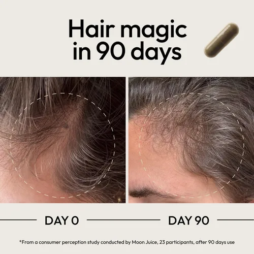 Vista 4 de Moon Juice SuperHair Vitaminas para el crecimiento del cabello para mujeres y hombres con biotina y palma enana americana – Suplemento