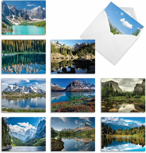 Vista 13 de The Best Card Company - Caja de 10 tarjetas para todas las ocasiones en blanco (4 x 5.12 pulgadas) - Tarjetas de paisaje escénico surtidas - Cloud 9