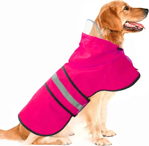 Vista 8 de Impermeable para Perros Resistente al Agua Reflectante - Poncho Ligero Transpirable con Capucha Abrigo Chaqueta de Lluvia con Correa Ajustable
