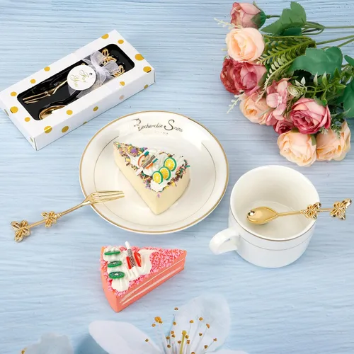 Vista 4 de Juego de 30 tenedores y cucharas de boda, cucharadita de café de mariposa con caja de regalo, regalo de regreso de boda, baby shower, decoración