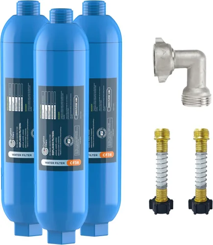 Vista 9 de CRYSTALA Filtro de agua para vehículos recreativos/caravana, filtro de agua en línea que reduce eficazmente mal sabor, olores, cloro y sedimentos