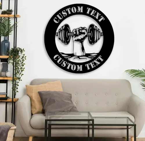 Vista 4 de Letrero de metal personalizado para gimnasio con luces LED, letrero de gimnasio en casa, letrero de club de fitness, letrero de levantamiento