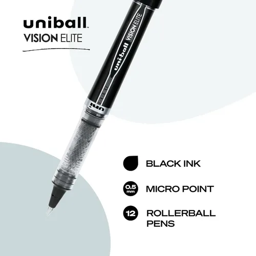 Vista 3 de uni-ball Vision Elite 69000 - Bolígrafos de micropunta (1/64 de pulgada), color negro, 12