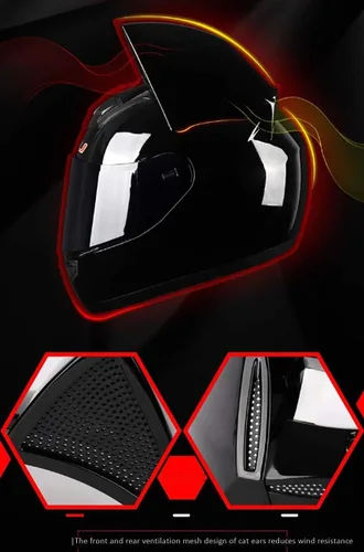 Vista 3 de Casco de motocicleta para niñas y mujeres, casco Bluetooth con orejas de gato, certificado por DOT, casco de motocicleta de cara completa, casco