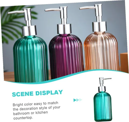 Vista 9 de Lurrose Refillable Glass Pump Bottle Hand Soap Dispenser for Bathroom Kitchen Shampoo Lotion Body Wash Liquid Soap Pump Jar