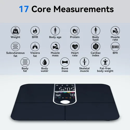 Vista 2 de Báscula inteligente con IMC masa muscular de grasa corporal, báscula digital de peso para baño con analizador preciso de composición corporal de 17