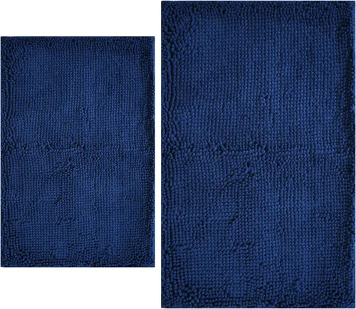 Vista 16 de Juegos de alfombras de baño de 2 piezas, alfombra de baño de felpilla extra suave ultra absorbente, alfombra de baño con base antideslizante de PVC
