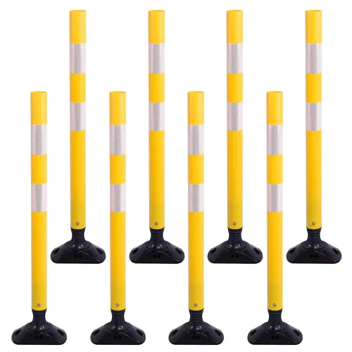 Vista 9 de OrangeStar Paquete de 8 conos de tráfico azules con base de resorte, postes de delineador de 48 pulgadas con rayas reflectantes para seguridad vial