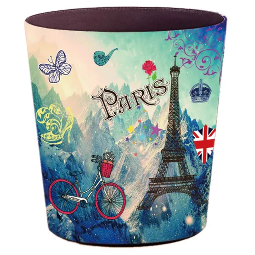 Vista 8 de Bote de basura, 10L/2.64 galones estilo británico, cubo de basura descubierto para el hogar (patrón de ancla de barco) - Patrón 1 Tipo de ancla