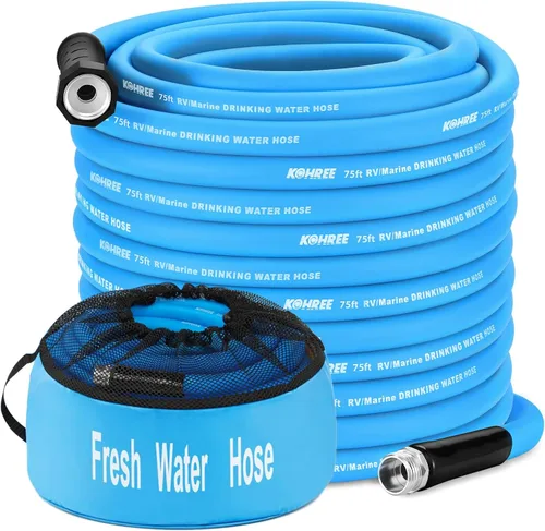 Vista 10 de Kohree Manguera de agua para autocaravana de 5/8 pulgadas x 15 pies, manguera de agua potable prémium con diseño sin torceduras, sin fugas, ligera