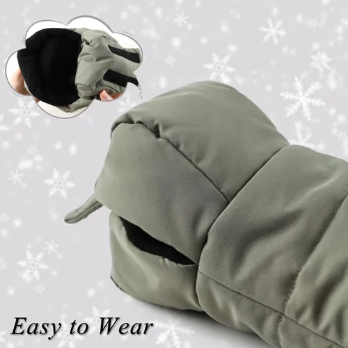 Vista 5 de Zsedrut Guantes universales para cochecito de invierno, anticongelante, repelentes al agua, calentador de manos, forro polar, accesorios para Verde