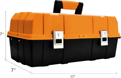 Vista 6 de Caja de almacenamiento de plástico de tres capas de 17 pulgadas, caja de herramientas, organizador de caja de costura, organizador multiusos