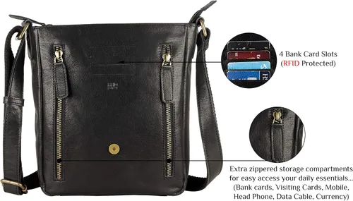 Vista 4 de Mou Meraki Bolso cruzado y bolsos de mano de cuero genuino - Bolso cruzado sobre el hombro