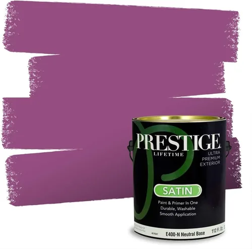 Vista 107 de PRESTIGE Pinturas de pintura interior e imprimación en uno, 1 galón, plano, combinación comparable de Sherwin Williams* Kimono Violet*