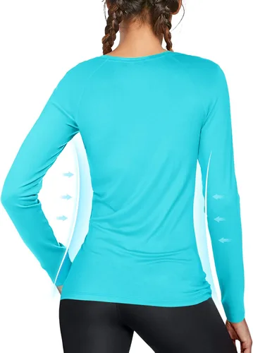 Vista 2 de Women's Long Sleeve UPF 50+ UV Sun Protection Shirts Rash Guard Swim T-ShirtHoodie Quick Dry for Outdoor Hiking