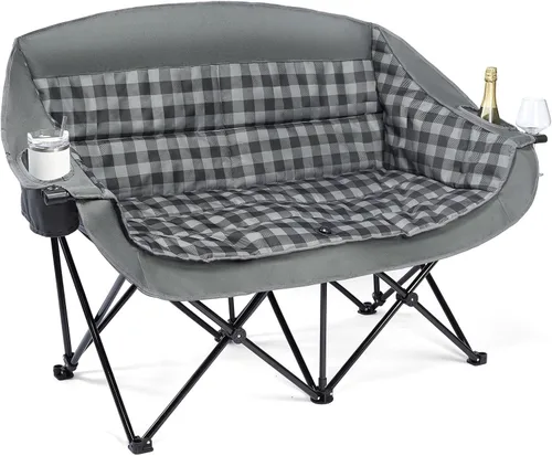 Vista 14 de Silla de camping de gran tamaño con calefacción, resistente, acolchada Negro (Allblack)