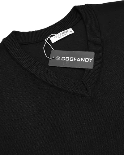 Vista 4 de COOFANDY Suéter sin mangas con cuello en V para hombre, ajustado, informal, con rombos