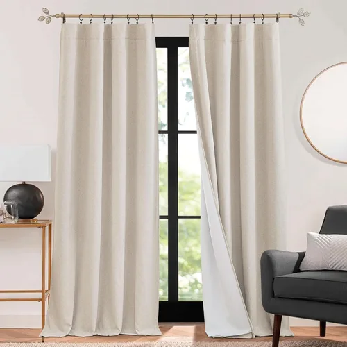 Vista 16 de RYB HOME - Cortinas con cancelación de ruido de 63 pulgadas de largo, juego de 2 paneles, 3 capas totales, cortinas opacas, insonorizadas