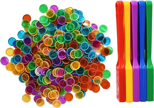 Vista 4 de Yuanhe Juego de fichas de bingo magnéticas, varitas magnéticas de 5 colores con 500 fichas de metal para contar y clasificar, actividades educativas