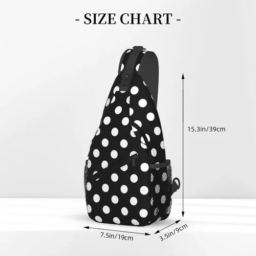 Vista 2 de Small Crossbody Bags for Women Men - Vintage White Polka Dot Black Print Adjustable Shoulder Bag Fanny Packs Belt Sling Bag Crossbody Purses