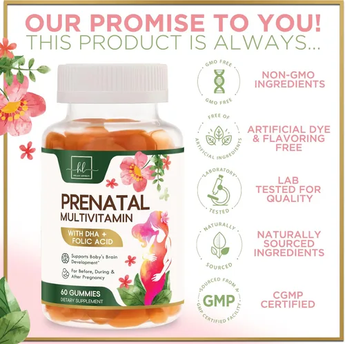 Vista 4 de Vitaminas prenatales para mujeres – Multivitamínico completo para el embarazo – Ácido fólico, Omega 3 DHA, colina, vitamina D – Apoyo esencial