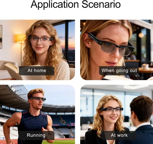 Vista 12 de Lentes inteligentes Ai con cámara y Bluetooth, grabación de video HD de 8 MP, traducción en tiempo real, con lentes que cambian