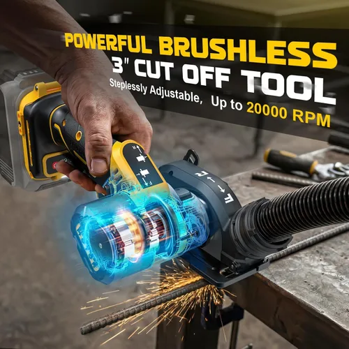 Vista 3 de Ecarke Herramienta de corte inalámbrica compatible con batería DeWalt de 20 V, motor sin escobillas de sierra circular de 3 pulgadas con cuchillas