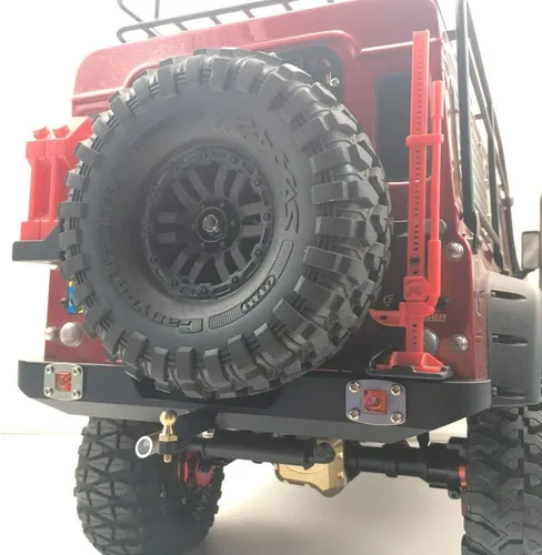 Vista 4 de KYX Juego de parachoques delantero y trasero de metal de carreras con luces LED, accesorios para RC Crawler Car Axial SCX10 II 90046 Traxxas TRX-4