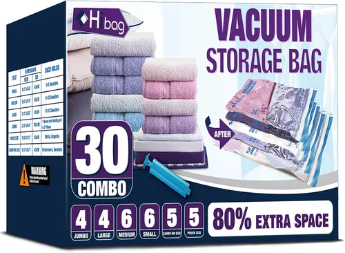 Vista 13 de Bolsas de almacenamiento al vacío, 10 bolsas pequeñas de ahorro de espacio con sello al vacío, bolsas de espacio, bolsas de sellador al vacío