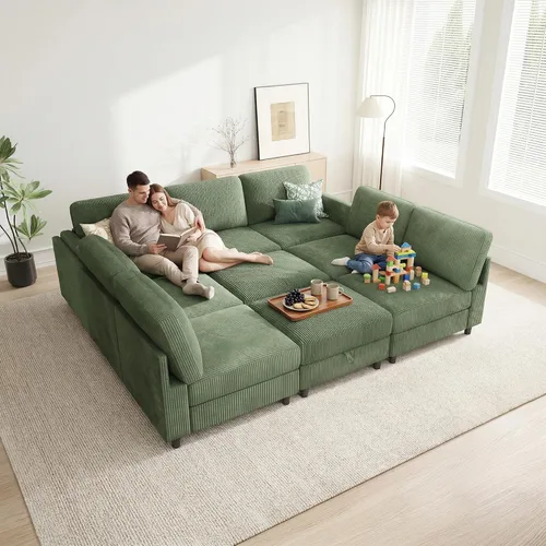 Vista 17 de KKL Sofá modular de 84 pulgadas, sofás de 3 plazas para sala de estar con almacenamiento, sofá modular de asiento profundo seccional, funda