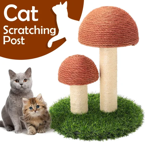 Vista 3 de PowerKing Poste rascador de hongos para gatos, poste rascador de garra de 15 x 12 pulgadas para gatito, poste rascador de sisal natural para gatos