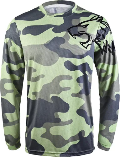 Vista 2 de Camisetas de ciclismo de montaña para hombre, manga larga, MTB Off-Road Motocross Jersey de secado rápido y absorbe la humedad