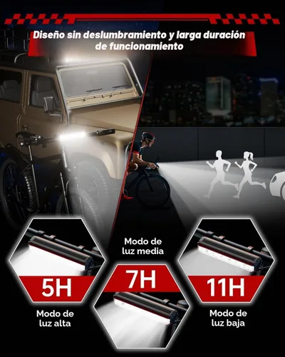 Vista 3 de Luces de bicicleta para montar de noche, luz trasera delantera recargable por USB, juego de faros de bicicleta, luz de aluminio, IPX5 impermeable